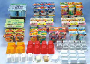 Form-label-fill-seal machine for plastic joint cups